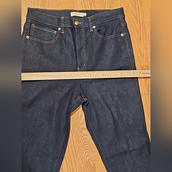 ALT Elena Gilbert Tory Burch Denim Pants Women Sz 31 Dark Straight Leg High Rise - Picture 13 of 16